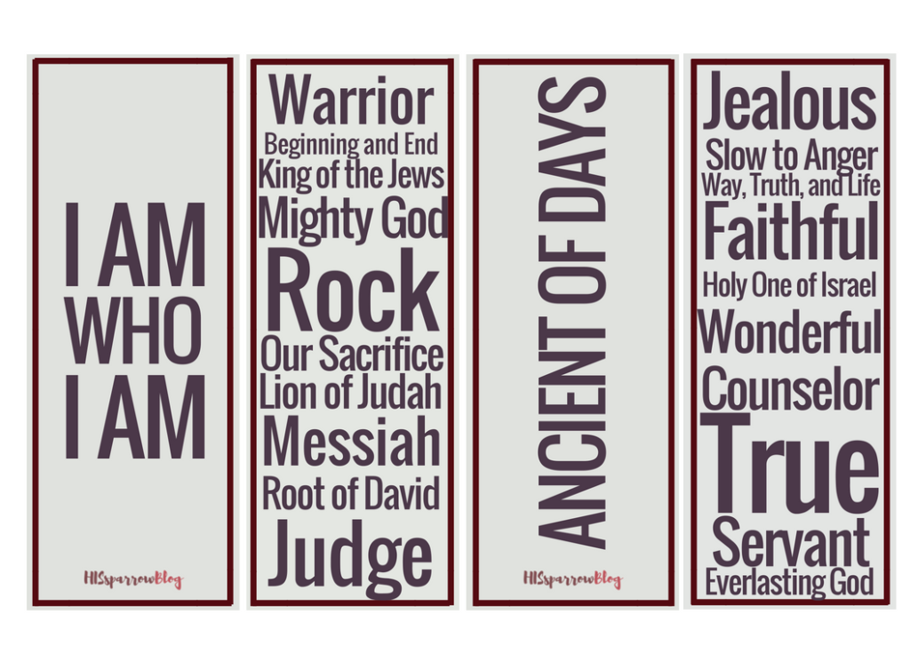 Names and Attributes Bookmarks | HISsparrowBlog | Christian living, printable