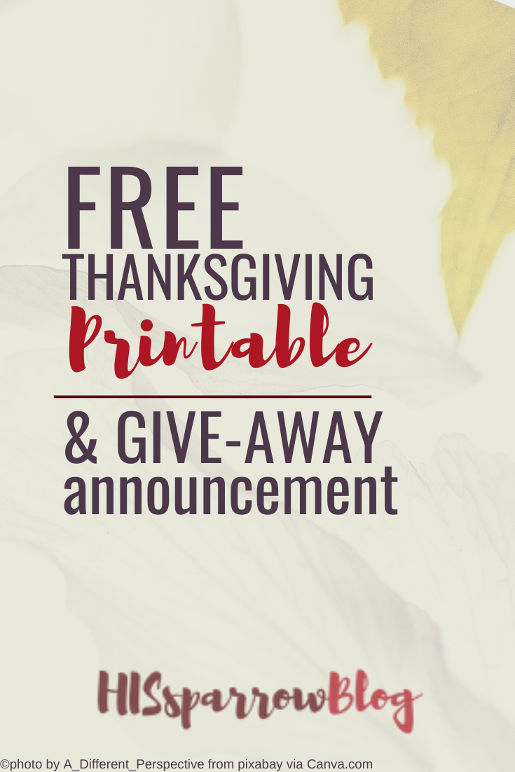 Read more about the article FREE Thanksgiving Printables & Give-Away Announcement
