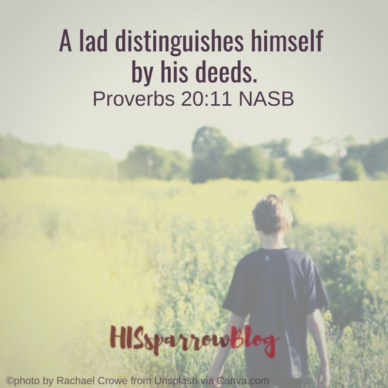 A lad distinguishes himself by his deeds. Proverbs 20:11 NASB
