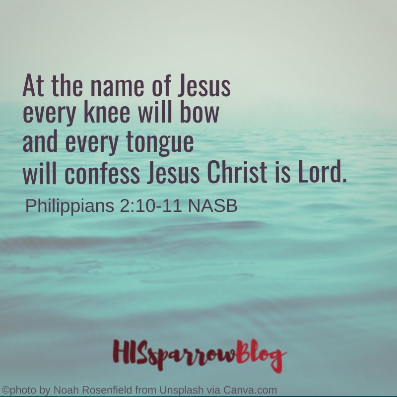 At the name of Jesus every knee will bow, and every tongue will confess Jesus Christ is Lord. Philippians 2:10-11 NASB
