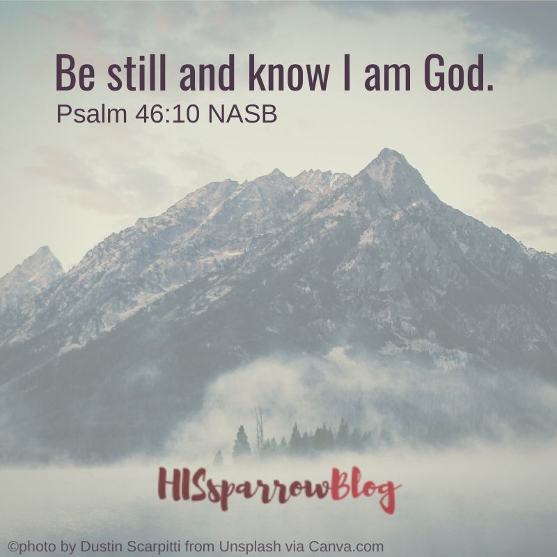Be still and know I am God. Psalm 46:10 NASB
