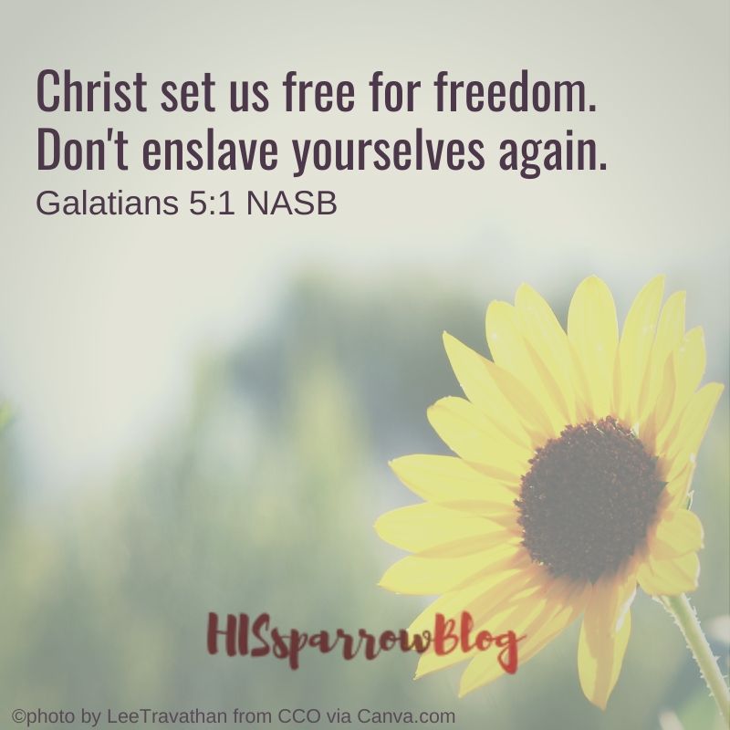 Christ set us free for freedom. Don't enslave yourselves again. Galatians 5:1 NASB