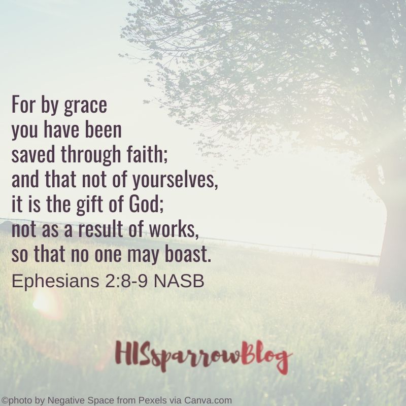 For by grace you have been saved through faith; and that not of yourselves, it is the gift of God; not as a result of works, so that no one may boast. Ephesians 2:8-9 NASB | HISsparrowBlog