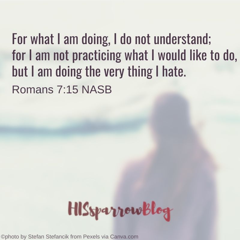 For what I am doing, I do not understand; for I am not practicing what I would like to do, but I am doing the very thing I hate. Romans 7:15 | HISsparrowBlog