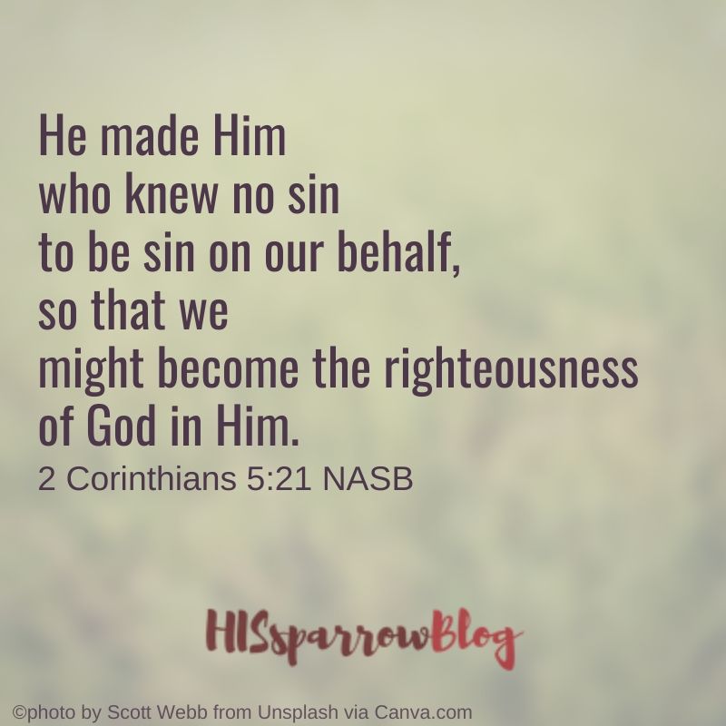 He made Him who knew no sin to be sin on our behalf, so that we might become the righteousness of God in Him. 2 Corinthians 5:21 NASB