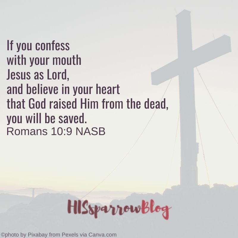 If you confess with your mouth Jesus as Lord, and believe in your heart that God raised Him from the dead, you will be saved. Romans 10:9 NASB | HISsparrowBlog