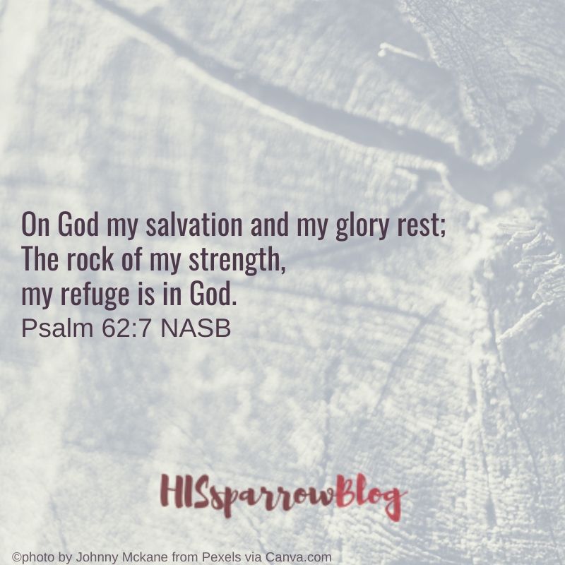On God my salvation and my glory rest; The rock of my strength, my refuge is in God. Psalm 62:7 NASB | HISsparrowBlog | christian living