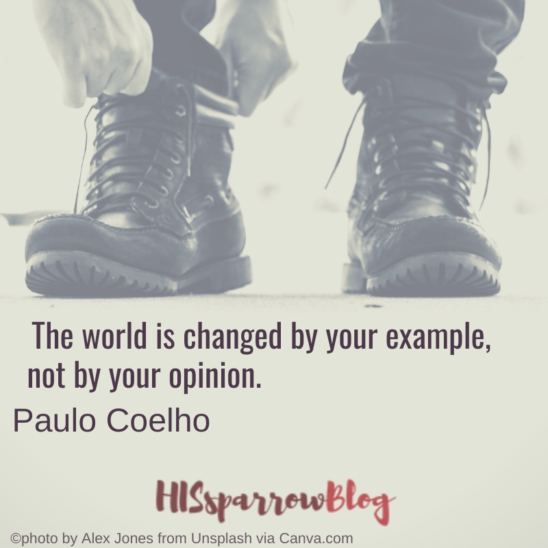 The world is changed by your example, not by your opinion. Paulo Coelho