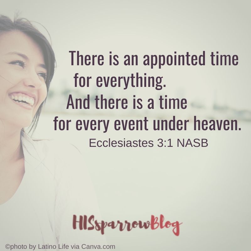 There is an appointed time for everything. And there is a time for every event under heaven. Ecclesiastes 3:1 NASB | HISsparrowBlog 