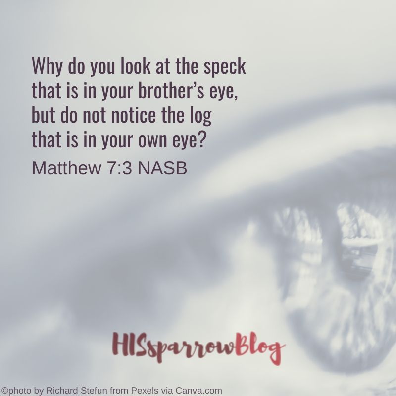 Why do you look at the speck that is in your brother’s eye, but do not notice the log that is in your own eye? Matthew 7:3 NASB | HISsparrowBlog