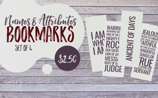 Names & Attributes of God Bookmarks | Set of 4 | Instant Download | Scripture Art | Inspirational Art