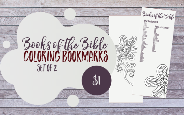 Books of the Bible Coloring Bookmarks | Set of 2 or Front/Back | Instant Download | Book Lover Gift