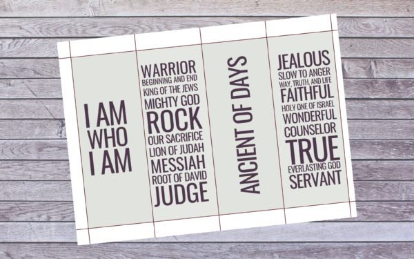 Names & Attributes of God Bookmarks | Set of 4 | Instant Download | Scripture Art | Inspirational Art