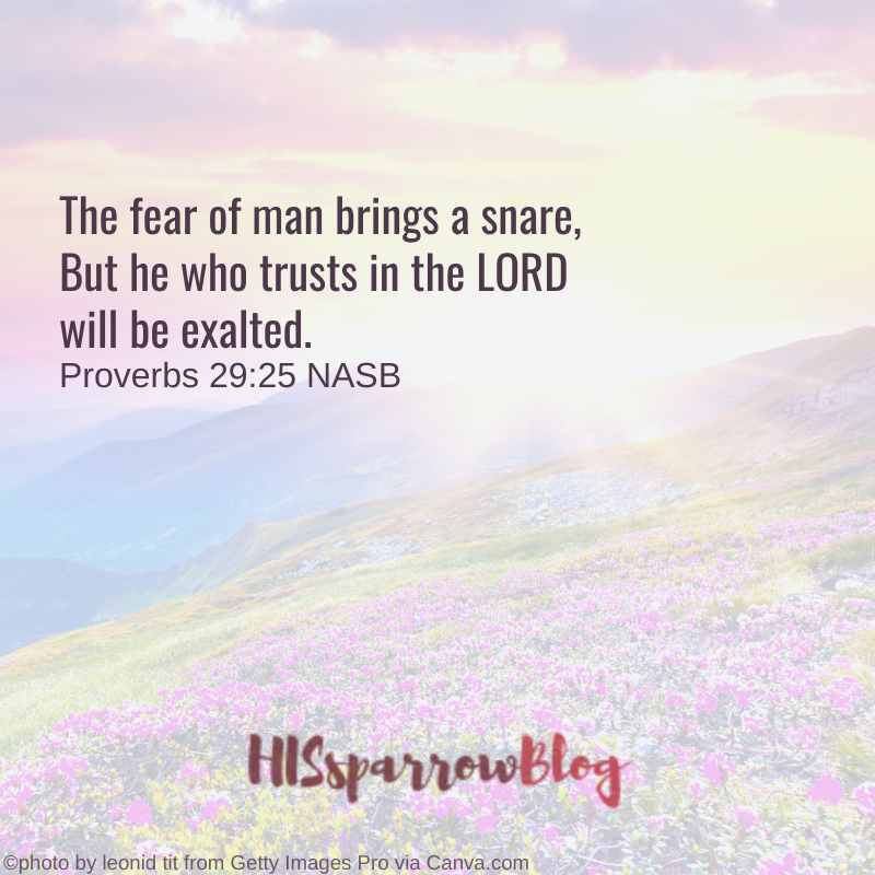 The fear of man brings a snare, But he who trusts in the LORD will be exalted. Proverbs 29_25 NASB _ HISsparrowBlog