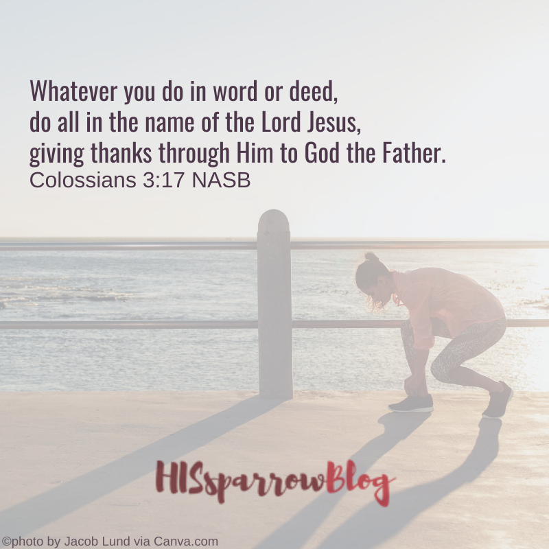Whatever you do in word or deed, do all in the name of the Lord Jesus, giving thanks through Him to God the Father. Colossians 3_17 NASB _ HISsparrowBlog