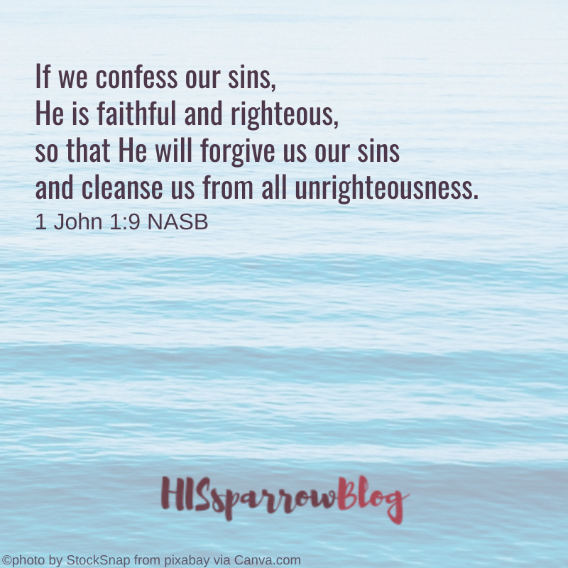 If we confess our sins, He is faithful and righteous, so that He will forgive us our sins and cleanse us from all unrighteousness. 1 John 1:9 NASB | HISsparrowBlog