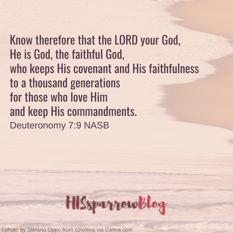 Know therefore that the LORD your God, He is God, the faithful God, who keeps His covenant and His faithfulness to a thousand generations for those who love Him and keep His commandments. Deuteronomy 7:9 NASB | HISsparrowBlog