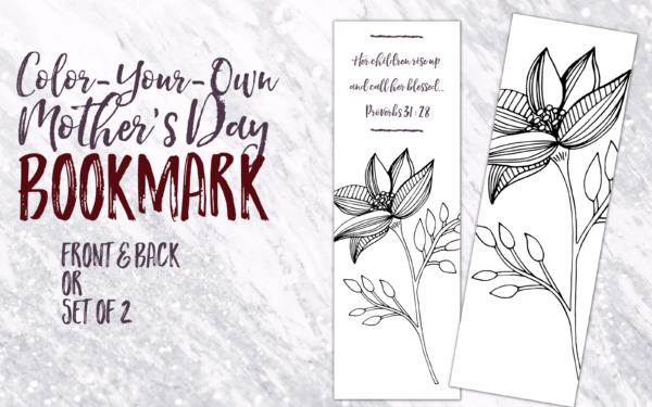 Color-Your-Own Mother's Day Bookmark | HISsparrowPrints
