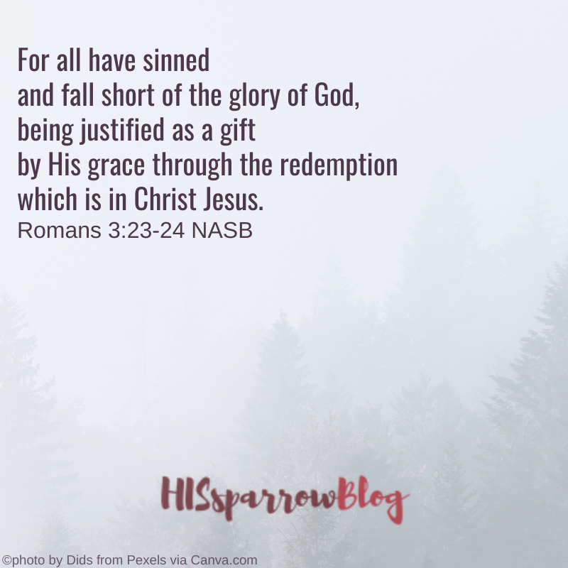 For all have sinned and fall short of the glory of God, being justified as a gift by His grace through the redemption which is in Christ Jesus. Romans 3:23-24 NASB | HISsparrowBlog