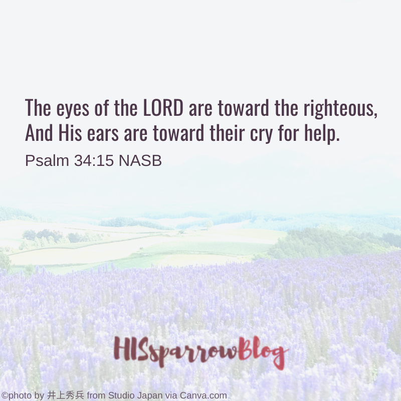 The eyes of the LORD are toward the righteous, And His ears are toward their cry for help. Psalm 34:15 NASB | HISsparrowBlog