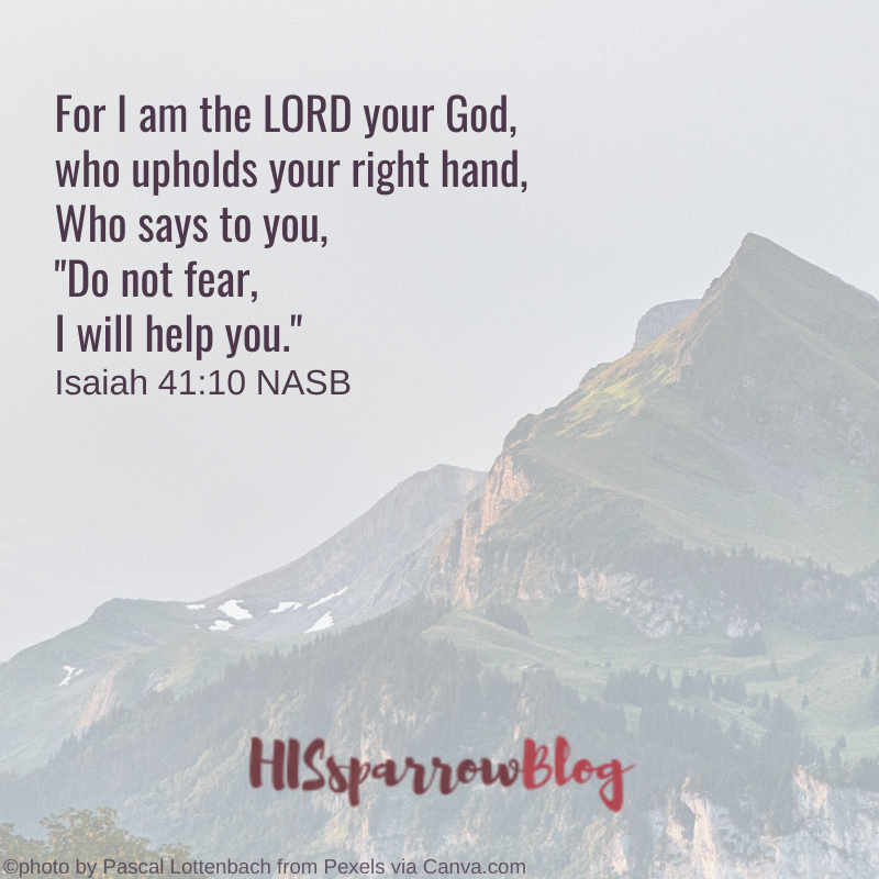 For I am the LORD your God, who upholds your right hand, Who says to you, Do not fear, I will help you. Isaiah 4110 NASB | HISsparrowBlog