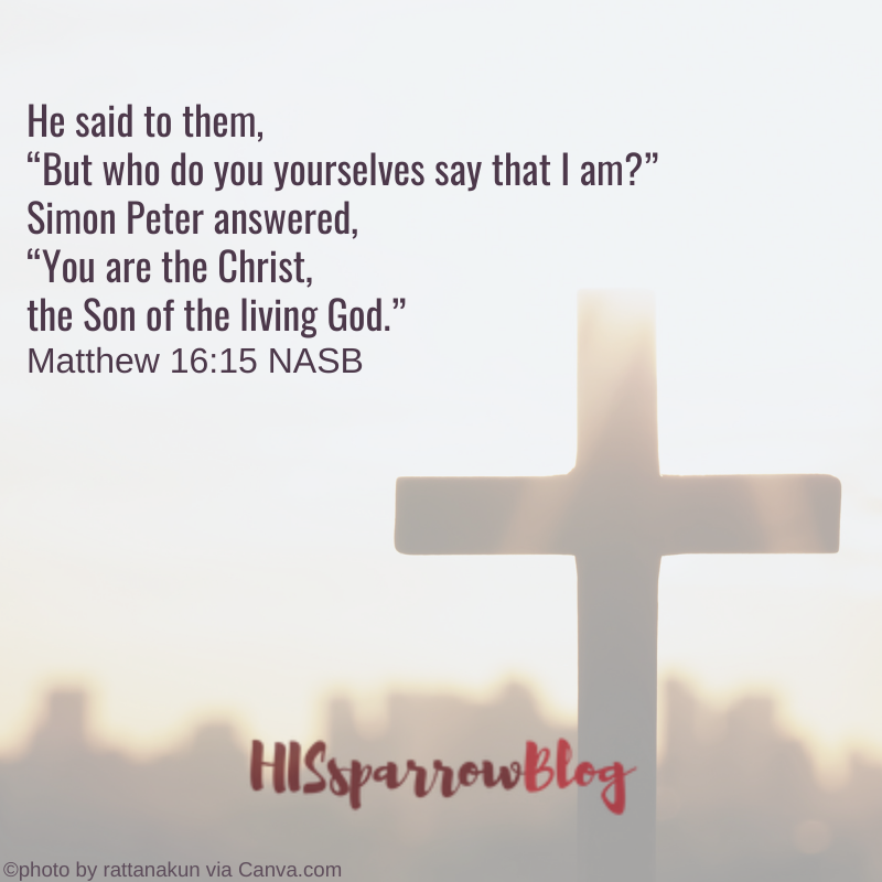 He said to them, “But who do you yourselves say that I am?” Simon Peter answered, “You are the Christ, the Son of the living God.” Matthew 16:15 | HISsparrowBlog
