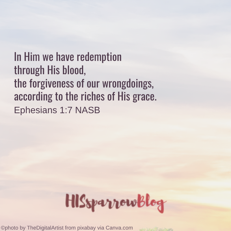 In Him we have redemption through His blood, the forgiveness of our wrongdoings, according to the riches of His grace. Ephesians 1:7 NASB | HISsparrowBlog